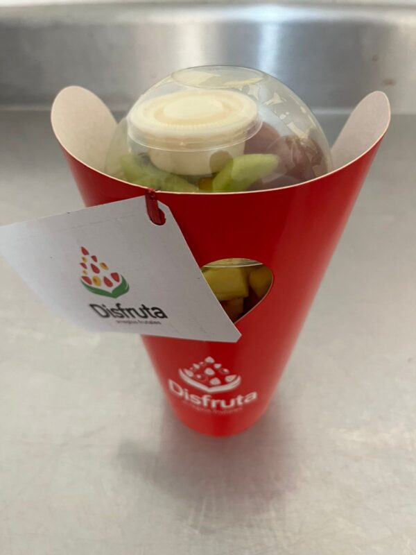 Empaque rojo elegante para ensalada de frutas vaso de 12 oz Empaque rojo elegante para ensalada de frutas vaso de 12 oz