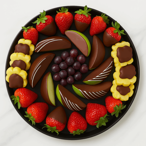 Frutas con chocolate Bandeja Felicidad Bandeja Felicidad